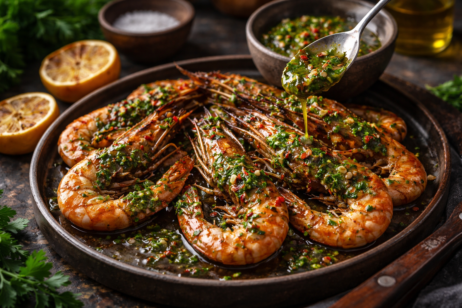 Prawns with Chimichurri Sauce